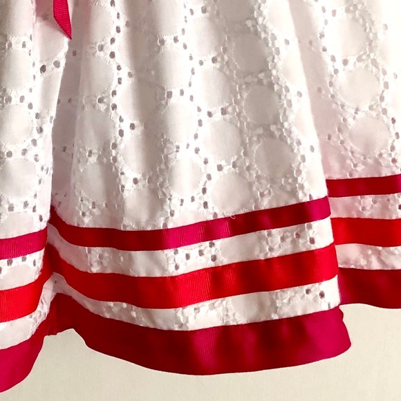 Sweet Heart Rose White Eyelet Girls size 3T Special Occasion Dress Pink Ribbon - Picture 6 of 7